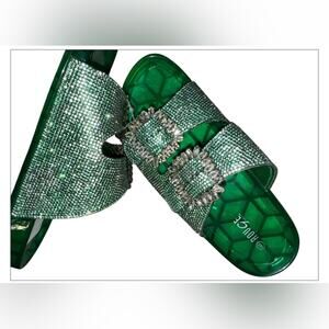 Rouge! Green and Silver Crystal Sandals